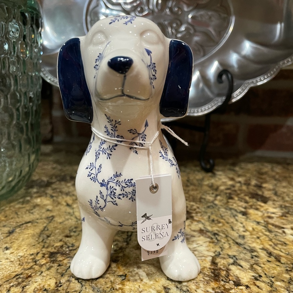 Selena Surrey Blue and White floral Ceramic Dachshund Figurine - Brand new - Picture 12 of 12